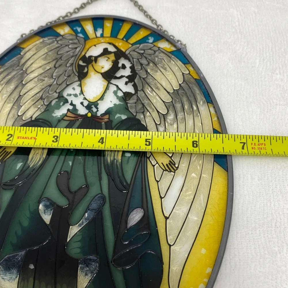 VTG  Angel Stained Glass Window Hanging‎ Sun Catcher Art Decor **See Read**